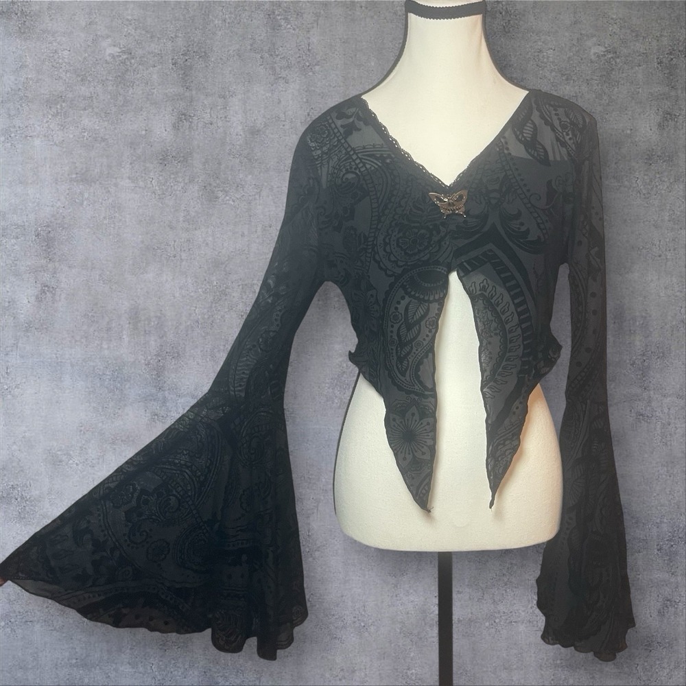 Fairycore Gothic Velvet Burnout Top. Womens S/XS Vampire Whimsical‎ Festival